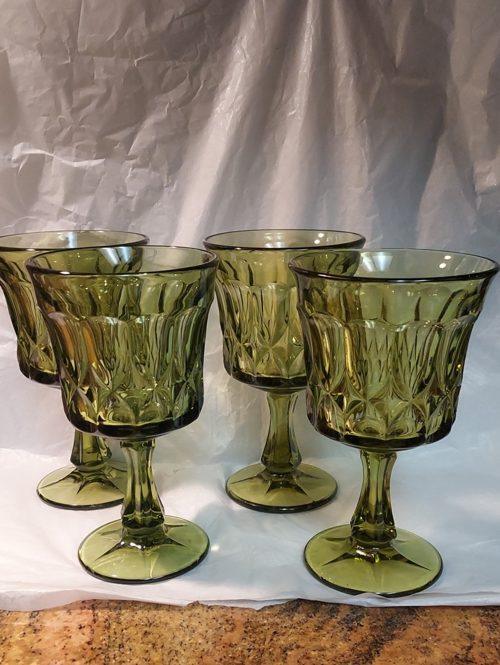 Vintage Noritake Perspective Olive Green 4 Goblets....B57